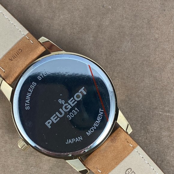 Stunning in Tan and Gold Crystal Bezel Peugeot Moonphase Watch - Picture 5 of 8